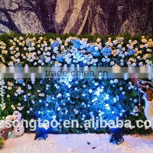 Colorful Artificial Flower Wall Backdrop With Wholesale Silk Flower Hydrangea and Rose for Wedding thumbnail-3