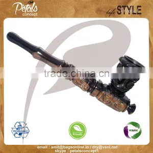 Top Popular Hi-polish Handmade Ebony Wood Smoking Pipe for Sale thumbnail-1