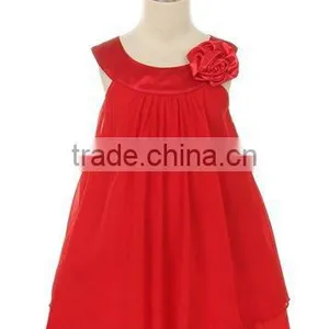 New Arrival Kid's Dream Girl's Red Simple Chiffon Girl Dress thumbnail-1