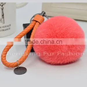 CX-R-24 Genuine Rabbit Fur Ball Mobile Phone Gift Fur Pom Pom Keychain thumbnail-2