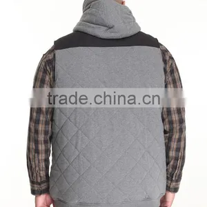 Draw-strings for Hood Adjustment Hoodie Vest Quilted Fleece Construction Sleeveless Vest Hand Pockets With Zipper thumbnail-4
