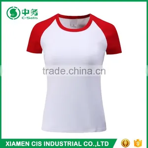 2017 New Design 200gsm Lycra Cotton Short Sleeve White T Shirt for Women thumbnail-2