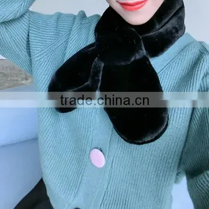 Special Design Early 2017 Spring Girl Nechchief Pure Color Cute Model Fake Rabbit Fur Lovely 90*120cm Lady Scarf thumbnail-5