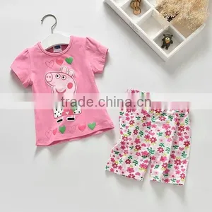 Kids Wear Baby Girls' Short Sleeve T-shirts Kids Top Fit Summer Short Sleeve Tshirts Set thumbnail-1