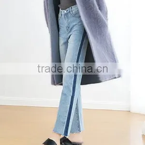 4487 Runwaylover Hot Sale Ladies Side Blue Denim Jeans thumbnail-1