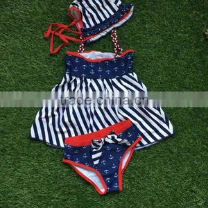 2-6 Years Old Girls Girls Swim Suit Navy Anchor Bathing Suit Girls Summer Clothing Boutique Clothes Swimwear thumbnail-1