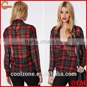 90's Deep Plunge Wrap Over Style 2015 New Design Chiffon Ladies Blouse thumbnail-1
