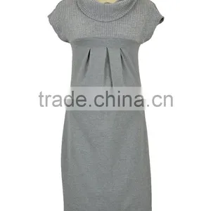Cozy Dark Grey Turtleneck Maternity Dress 2015 thumbnail-1