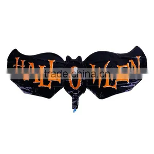 Aluminium Foil Balloon Halloween Bat Animal Black Orange Message " Halloween " Foil Balloons Wholesale thumbnail-1