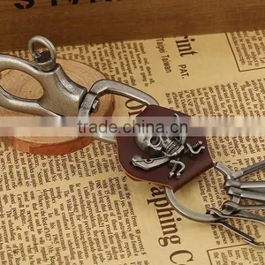 Cool Punk PU Leather Vintage Skull Keychain Key Ring Chain Keyfob Keyring thumbnail-3