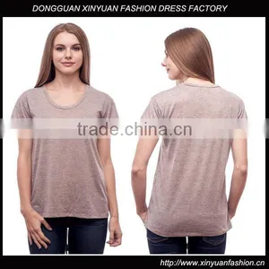 Wholesale Fashion Womens Lastest Design T-Shirt,Custom Casual Pure Color Plain T-shirt For Women thumbnail-1