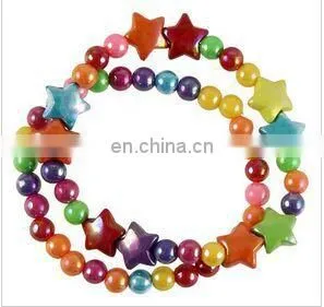 Elasticated 2 Piece Bracelet Set With Round and Star Shaped Multicoloured Beads thumbnail-2