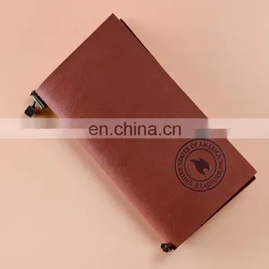 China Factory Wholesale Custom Leather Cover Brown Kraft Paper Notebook With Logo Printing thumbnail-3