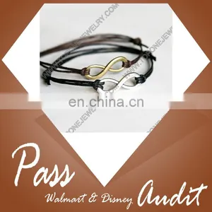 Cheap Wholesale Stainless Steel Infinity Women's Charms Leather Bracelets Jewelry Gifts thumbnail-1
