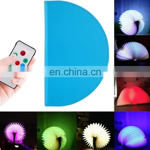 Wholesale Drop Shipping Creative Portable USB Charging Semicircle Foldable Pages Colorful Dimming LED Book Shape Light Night thumbnail-1