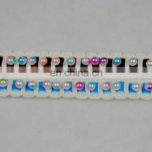 2018 New Arrival Beaded Rainbow Pearl Velvet Trim Designs for Dresses thumbnail-3