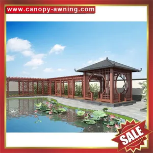 Outdoor Park Garden Wood Look Style Alu Aluminum Metal Gazebo Pavilion Pagoda Gloriette Inn Shelter thumbnail-2