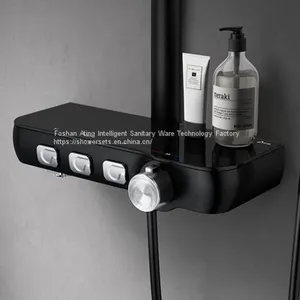 Black Colour Metal Case PPA Water Way Thermostatic Shower System thumbnail-4