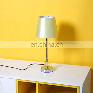 European Style Hotel Home Indoor Decor Bedroom Modern Table Light With Yellow Silk Lampshade thumbnail-3