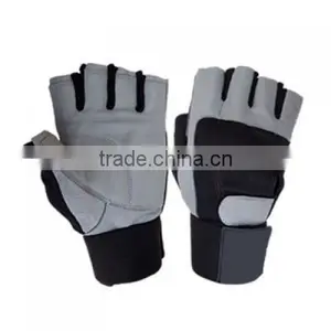 Weightlifting Fitness Training Fancy Grey Genuine Leather Gloves - Men / Women thumbnail-1