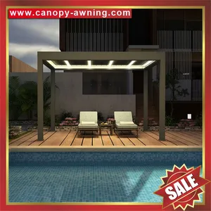 Outdoor Backyard Aluminum Louver Motorized Louvered Shutter Opening Roof Pergola Shelter for Sale thumbnail-3