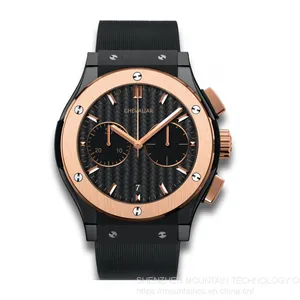 Stainless Steel Fashion Multi-function Watches Man Genuine Leather Chronograph Watch thumbnail-2