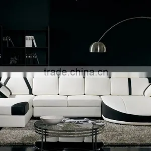 European Style Furniture White u Sharp Leather Sofa thumbnail-3