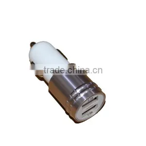 2 Port Micro USB Auto Charger Portable Cell Phone Charger Bullet With Three Color Base thumbnail-2