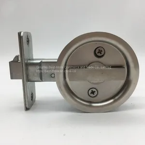 Satin Stainless Steel Round Shaped Sliding Door Lock thumbnail-2