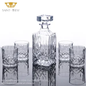 Square Restaurant Bar Home 700ml/750ml Dining Glass Bottle Liquor Gift Set With Stopper Cap Manufacturer thumbnail-5