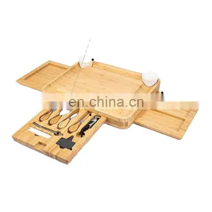 Hot Product Cheese Grazing Board Trays Bamboo Cutting Board Charcuterie Platter With Natural Knife Set Storage Drawers thumbnail-2