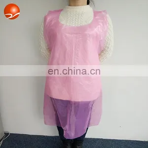 White /Blue/Pink Kitchen Apron Polyethylene Disposable CPE PE Plastic Long Without Sleeve Apron for Men Women Adult thumbnail-4
