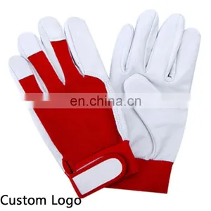 High Quality Top Grade Cheap Goatskin Sheepskin Leather Red Security Work Safety Gardening Gloves thumbnail-2