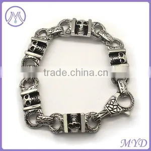 Stainless Steel Men Skull Bracelet With Silver Plating thumbnail-4