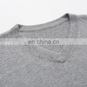 Customizable 100% Cashmere V-Neck Pullover High Quality Knitted Side Split Sweater Plus Size Casual for Winter & Autumn thumbnail-4