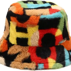 Winter Faux Fur Bucket Hat,Fuzzy Warm Hat for Women Men, Fluffy Fisherman Cap thumbnail-1