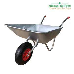 65L Heavy Duty Construction Trolley Wheelbarrow With Metal Tray Air Wheel thumbnail-2