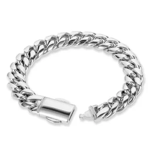 Stainless Steel Hip Hop Jewelry Bracelets for Men Gold 18K Gold Plated Pulsera Cubana Bracelet Custom Logo thumbnail-5