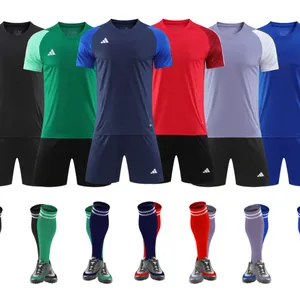 Children's Short-sleeve Sports Jersey Set, Summer Breathable Quick-dry Embroidered Team Logo, Unisex Children's Soccer Uniform Set, Customizable thumbnail-1