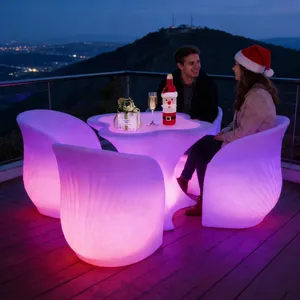 IP65 Waterproof LED Modern Plastic Non-Foldable Outdoor Table Garden/Pool Party Set for Bedroom & Park thumbnail-2