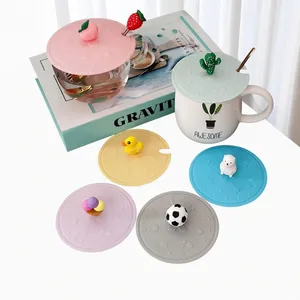 Custom OEM Silicone Cup Lids/Covers and Coasters With Decorative Handles Ideal for Cafes Coffee Tables and Promotional Gifts thumbnail-1
