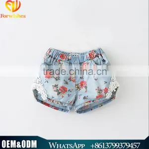 Wholesale Fashion Korean Denim Shorts 2016 New Summer Girl Short Jeans Lovely Little Girl Rose Printed Jeans thumbnail-1