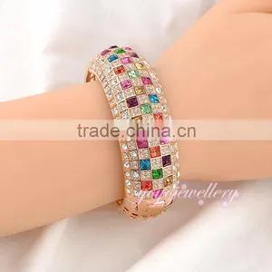18k Gold Saudi Arabia Crystal Metal Beautiful Bangle Jewelry thumbnail-5