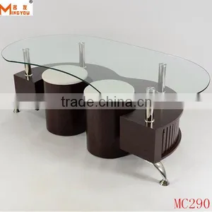 Modern Glass Top High Gloss Coffee Table thumbnail-1