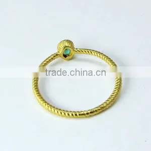 Heavenly !! Oval Shape Emerald Gold Polish 925 Sterling Silver Ring, Online Silver Jewelry, Indian Fashion Silver Jewelry thumbnail-5