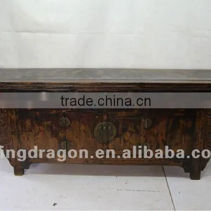 Chinese Antique Furniture Pine Wood Two Door Three Drawer Cabinet thumbnail-1