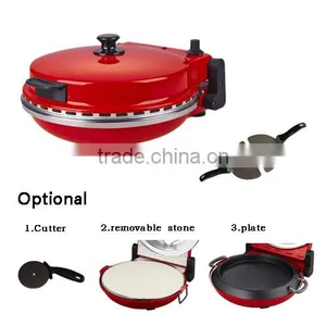 Red 1200W Adjustable 30 Minutes Timer With Alarm Function Electric Oven Stone Pizza Maker thumbnail-1