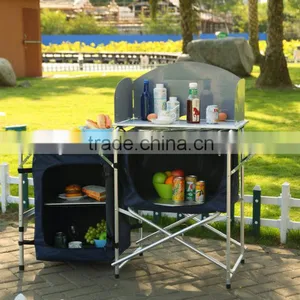Brushed Silver Garden Aluminum Folding Picnic Table thumbnail-1
