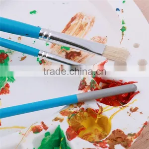 Hot Selling Free Sample China 3Pcs Flat Shap Bristle Hair Wooden Handle Art Paint Brush Manufactures thumbnail-2