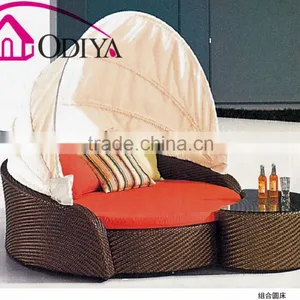 Outdoor Garden Rattan Round Daybeds With Canopy thumbnail-2